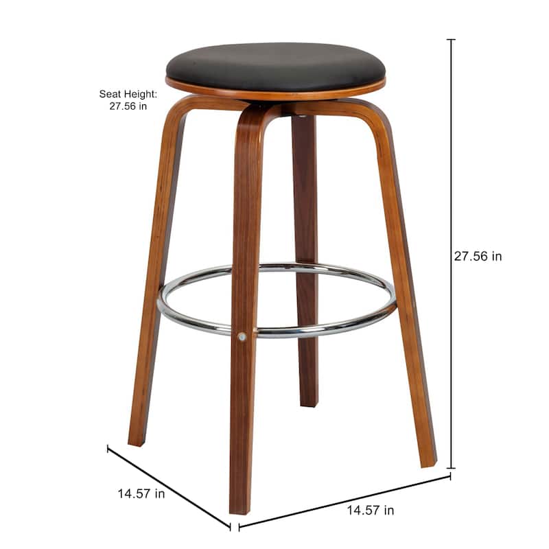 Porthos Home Williams Swivel Bar Stools (Set of 2), PU Upholstery, Wooden Legs