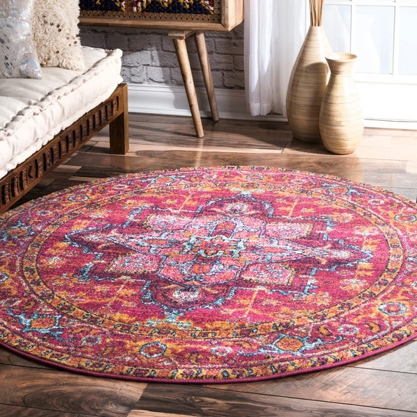 nuLOOM Persian Medallion Pink Round Rug (5' Round) - 5'