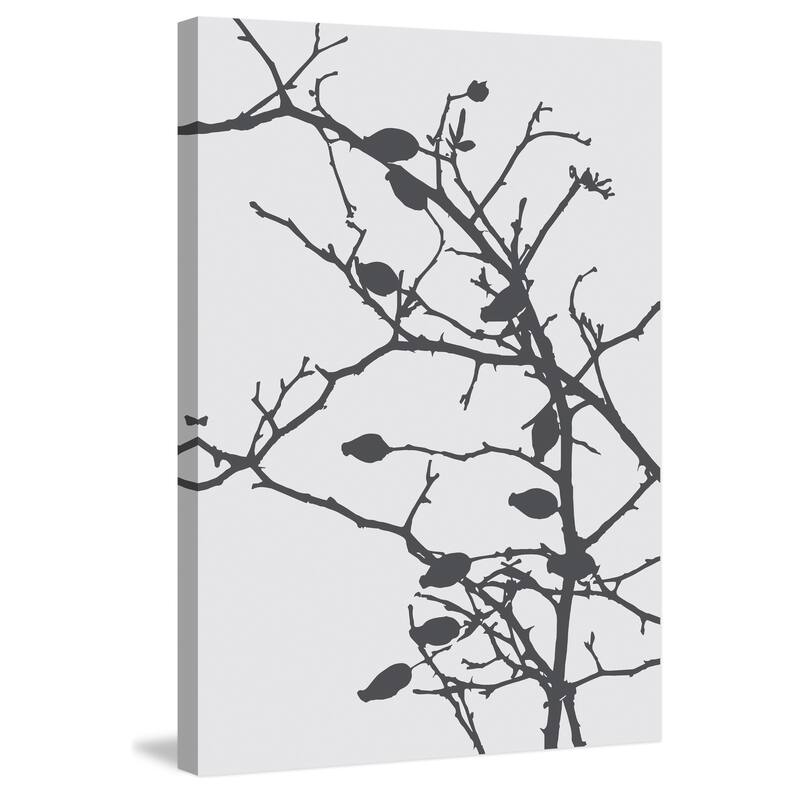 Marmont Hill - 'Grey Leaves' by Katarina Snygg Painting Print on Wrapped Canvas - Multi-Color