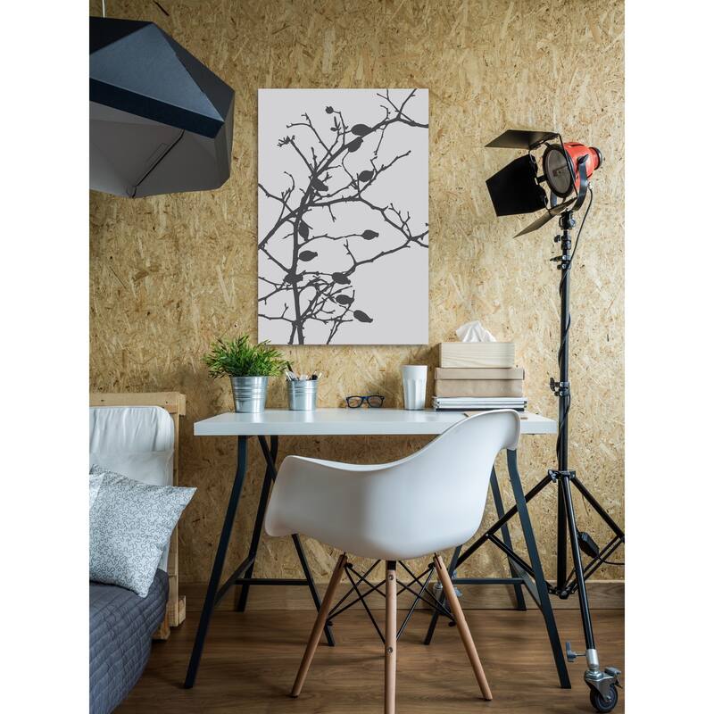 Marmont Hill - 'Grey Leaves' by Katarina Snygg Painting Print on Wrapped Canvas - Multi-Color