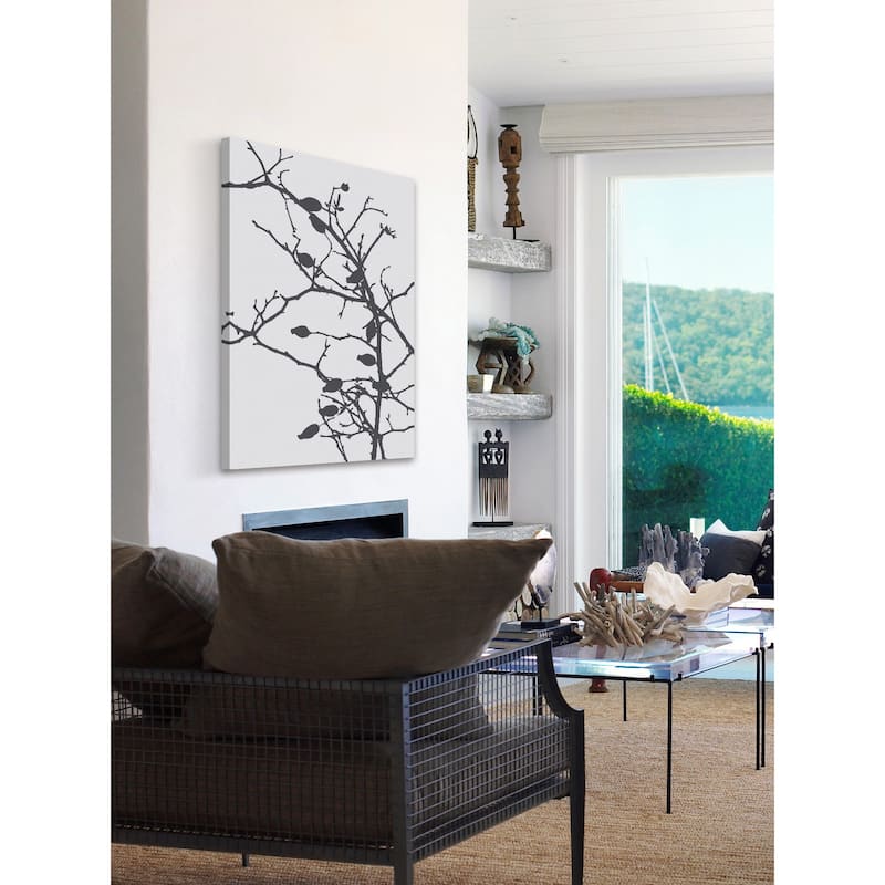 Marmont Hill - 'Grey Leaves' by Katarina Snygg Painting Print on Wrapped Canvas - Multi-Color