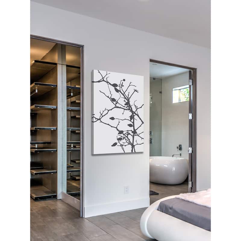 Marmont Hill - 'Grey Leaves' by Katarina Snygg Painting Print on Wrapped Canvas - Multi-Color