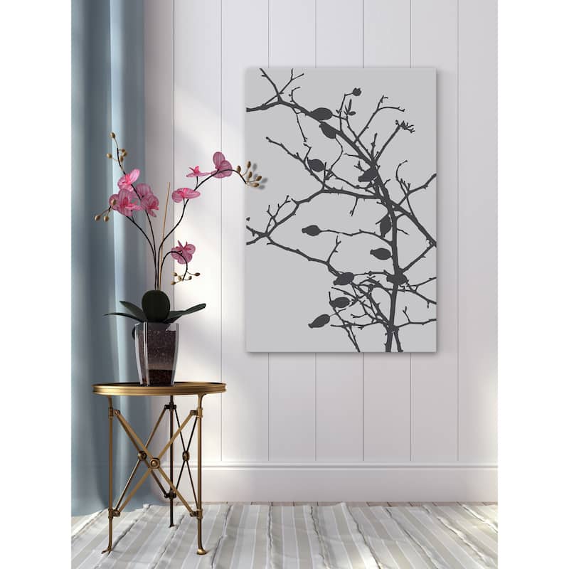 Marmont Hill - 'Grey Leaves' by Katarina Snygg Painting Print on Wrapped Canvas - Multi-Color