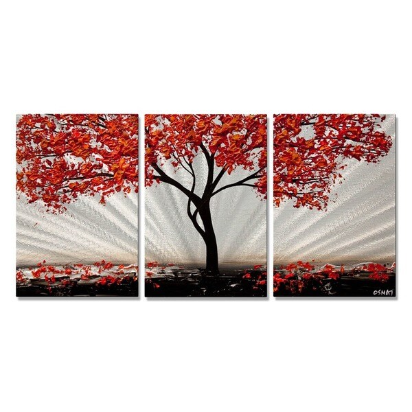 All My Walls Osnat Red Blossom Metal Wall Art Free Shipping All My Walls Osnat X27 Red Blossom Metal Wall Art