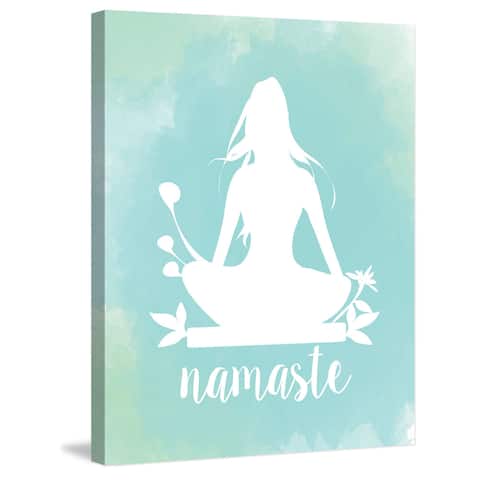 Marmont Hill - Handmade Namaste Blue Print on Wrapped Canvas