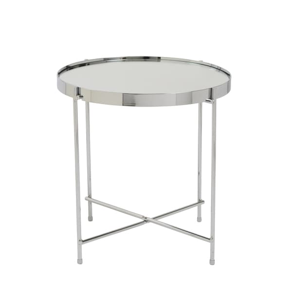 Euro Style Trinity High Gloss Chrome Steel and Glass Round Mirroredtop