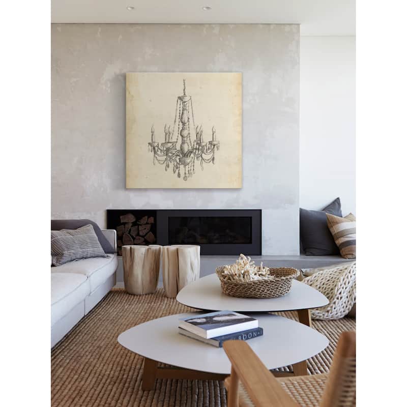 Handmade Marmont Hill - 'Classical Chandelier II' Painting Print on Wrapped Canvas (USA) - Multi-Color