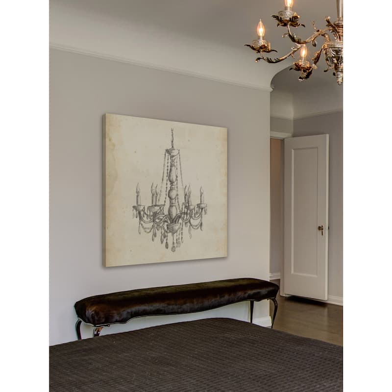 Handmade Marmont Hill - 'Classical Chandelier II' Painting Print on Wrapped Canvas (USA) - Multi-Color