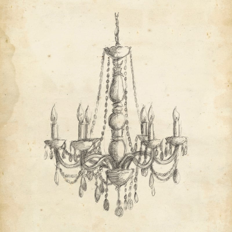 Handmade Marmont Hill - 'Classical Chandelier II' Painting Print on Wrapped Canvas (USA) - Multi-Color - 32 x 32