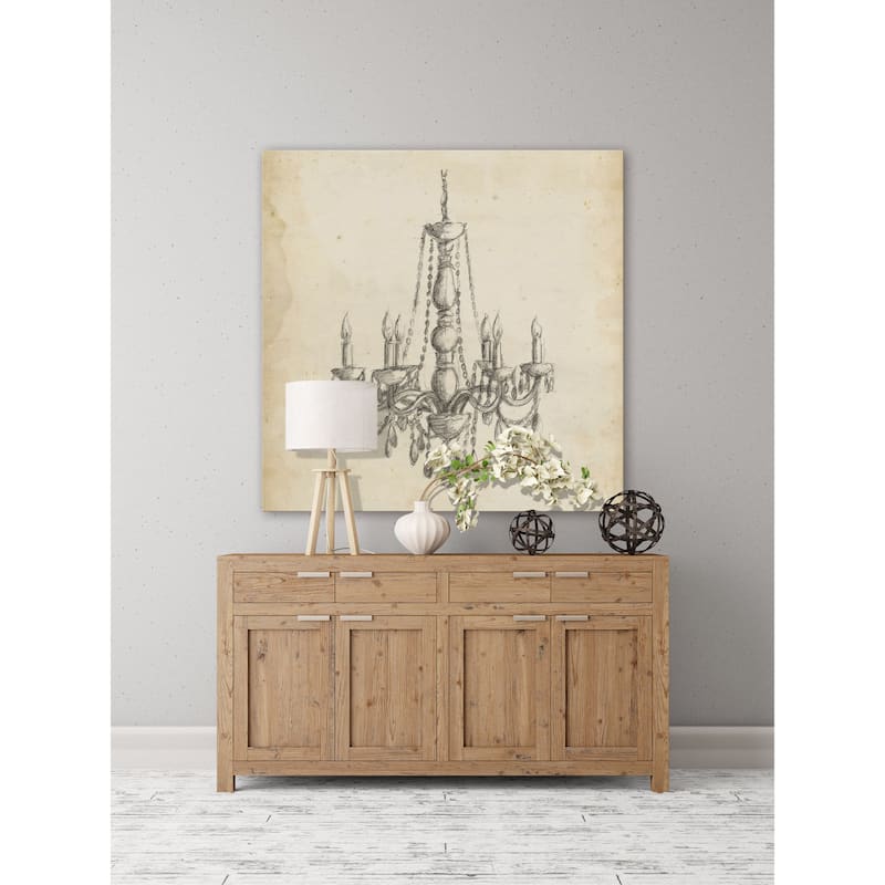Handmade Marmont Hill - 'Classical Chandelier II' Painting Print on Wrapped Canvas (USA) - Multi-Color