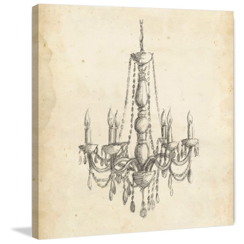 Handmade Marmont Hill - 'Classical Chandelier II' Painting Print on Wrapped Canvas (USA) - Multi-Color