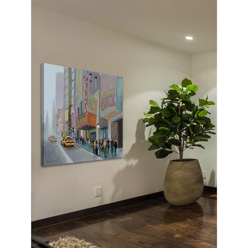 Marmont Hill - 'NY Sidewalk' by Rick Novak Painting Print on Wrapped Canvas - Multi-Color