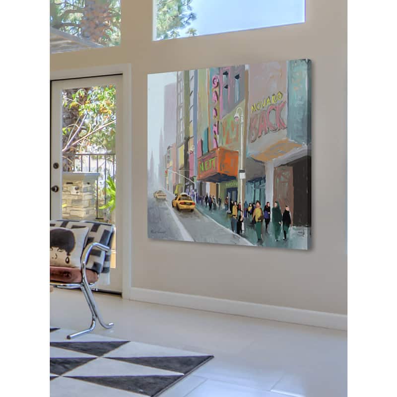 Marmont Hill - 'NY Sidewalk' by Rick Novak Painting Print on Wrapped Canvas - Multi-Color