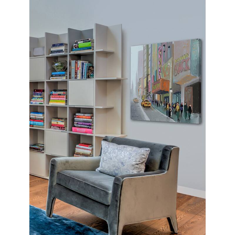 Marmont Hill - 'NY Sidewalk' by Rick Novak Painting Print on Wrapped Canvas - Multi-Color
