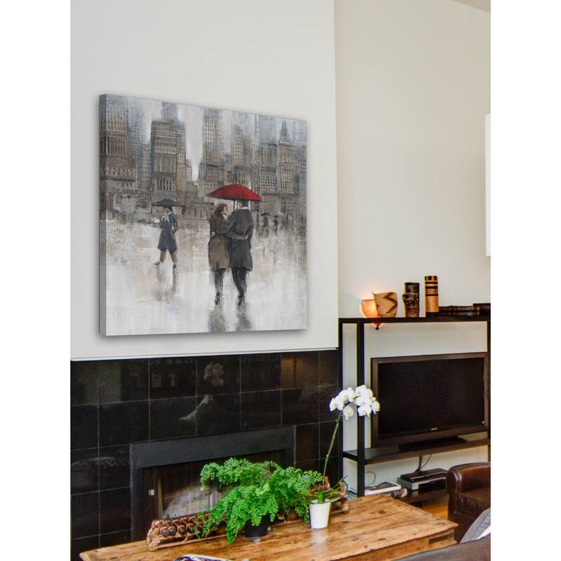 Marmont Hill - 'City Rain' Painting Print on Wrapped Canvas - Multi-Color