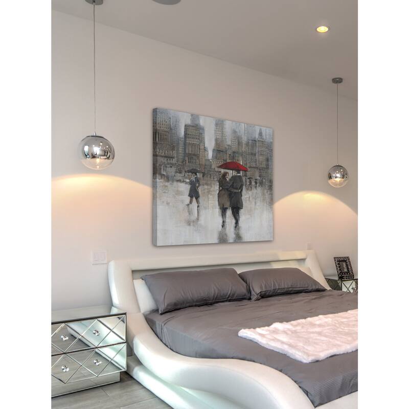 Marmont Hill - 'City Rain' Painting Print on Wrapped Canvas - Multi-Color