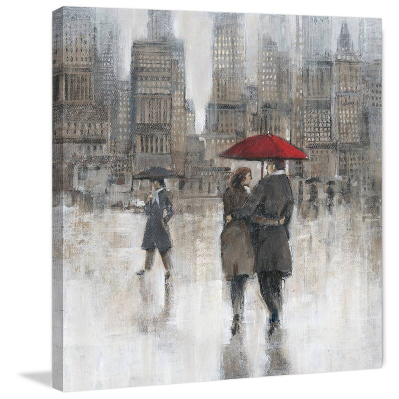 Marmont Hill - 'City Rain' Painting Print on Wrapped Canvas - Multi-Color