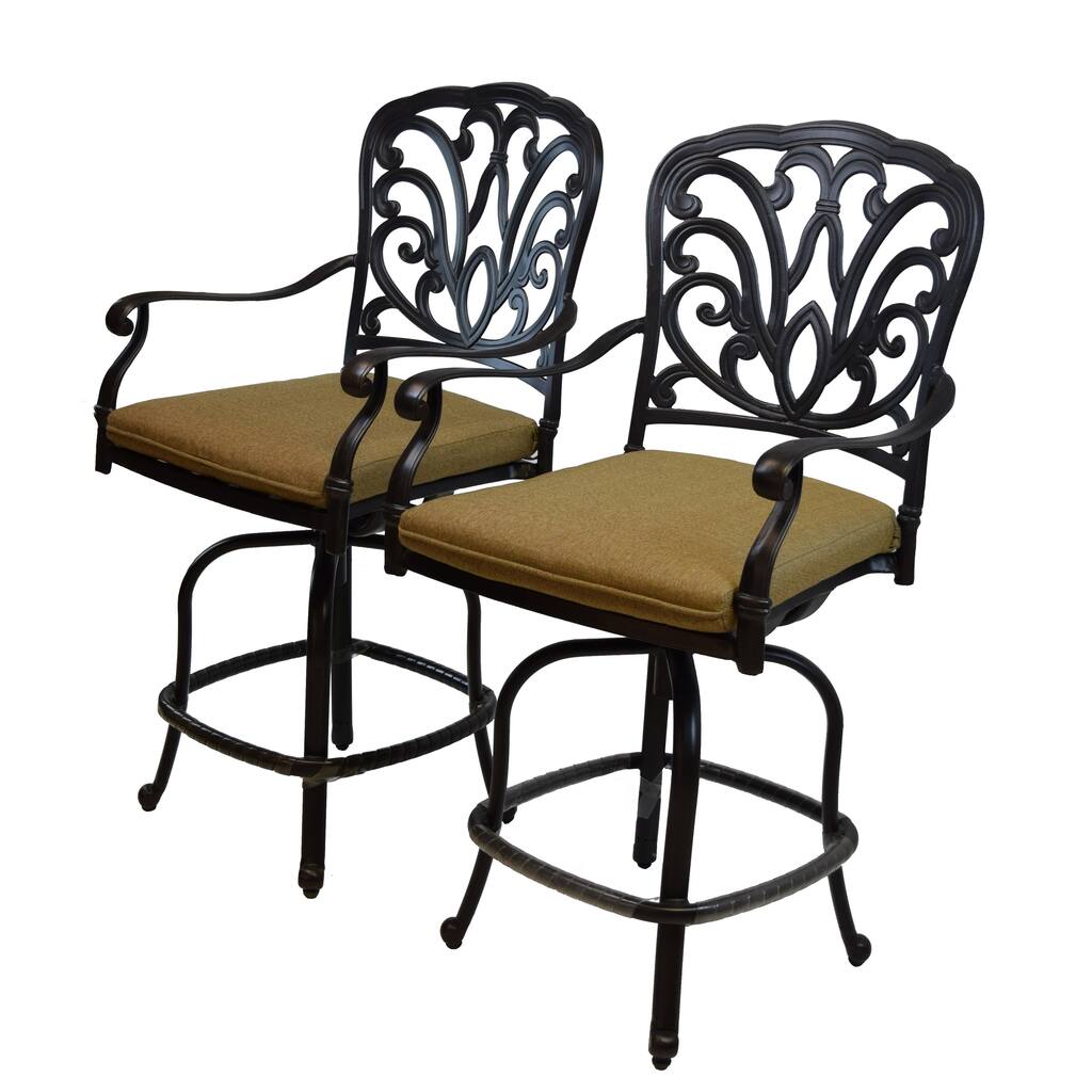 Buckingham Cast Aluminum Bar Stools with Cushions (Sety of 2)