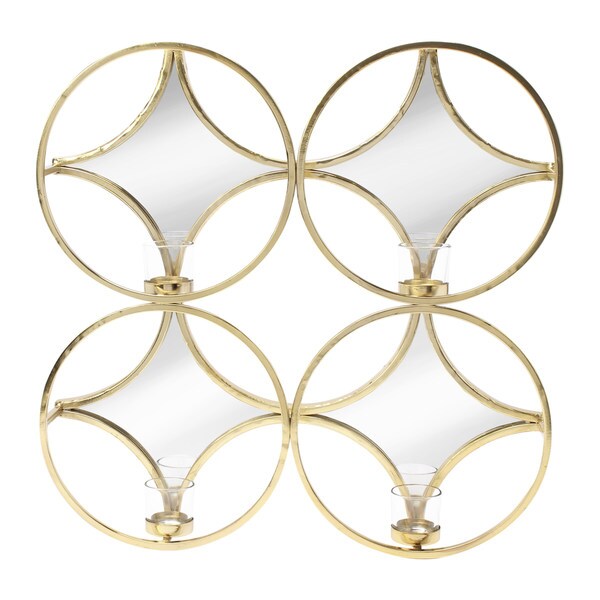 Leelee Metal Mirrored Tea Light Gold Candle Holder Wall Sconce