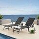 Corvus Antonio Outdoor Black Sling Fabric Adjustable Chaise Lounge - Thumbnail 0
