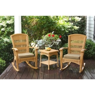 Portside Southwest Amber Outdoor Wicker Rocking Chair Set (3-Piece)