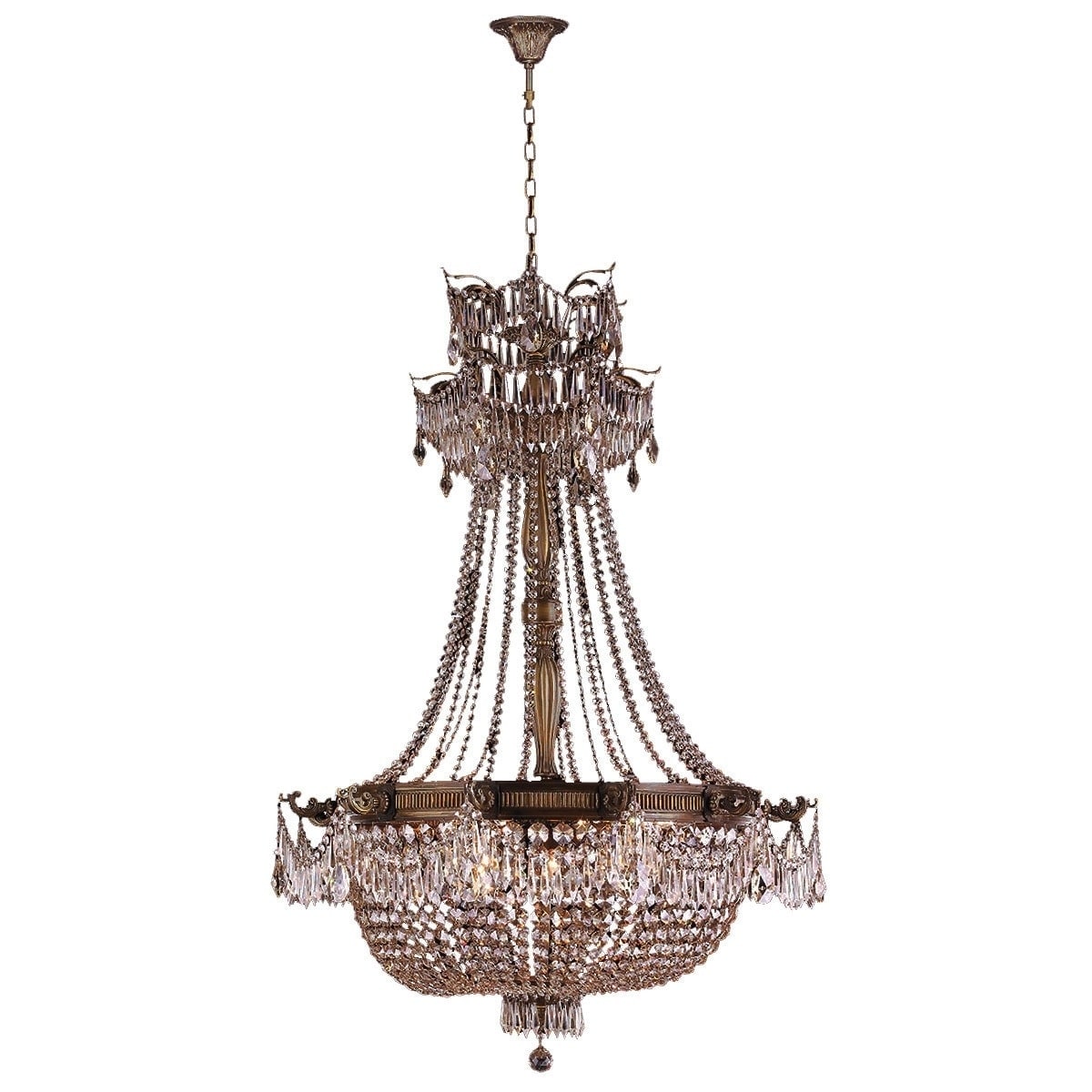 French Empire Basket Style Collection 12 Light Antique Bronze Finish and Clear Crystal Chandelier 36" D x 50" H Large (12 Light Antique Bronze Clear - Chandeliers For Bedrooms by Overstock.com