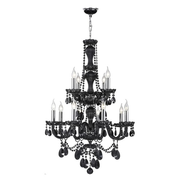 Venetial Italian Style Collection 12 Light Chrome Finish And Black Venetial Italian Style Collection 12 Light Chrome Finish And Black Crystal Chandelier 28 Inch X