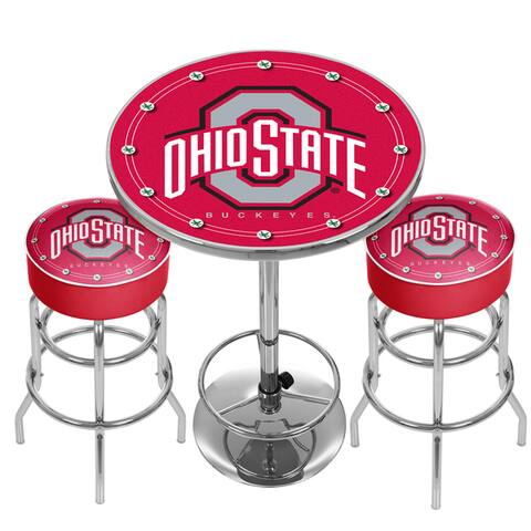 Ohio State University Game Room Combo - 2 Bar Stools and Table