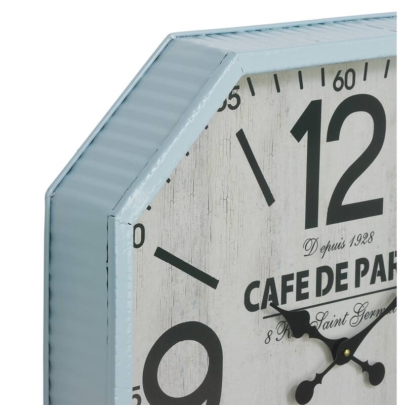 Benzara Amazing White and Blue Metal Wall Clock