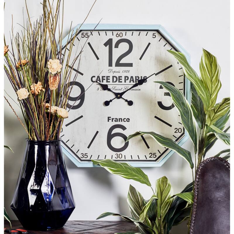 Benzara Amazing White and Blue Metal Wall Clock