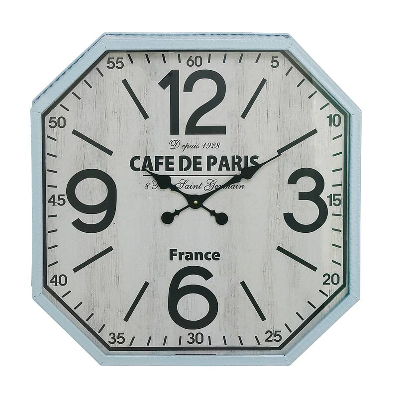 Benzara Amazing White and Blue Metal Wall Clock