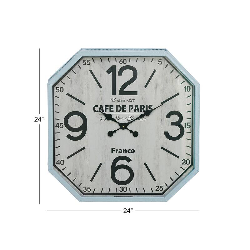 Benzara Amazing White and Blue Metal Wall Clock