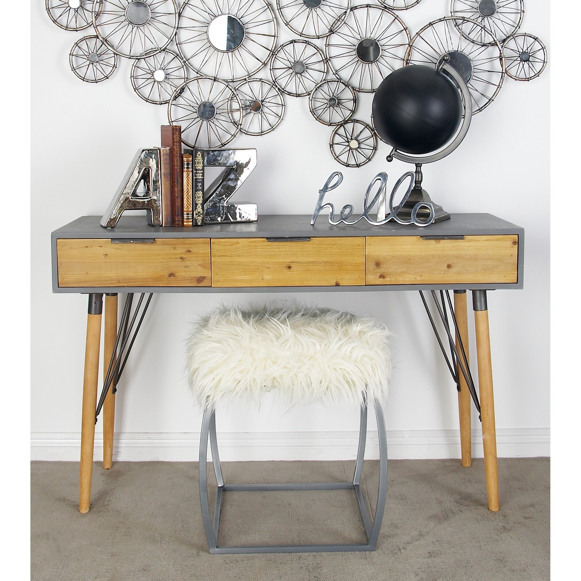 Shop Modern Rectangular Wood And Metal Console Table Set By Studio