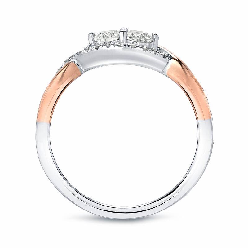 Auriya 14k Two-Tone Gold 1/2ct TDW 2 Stone Round Diamond Engagement Ring (J-K, I1-I2)
