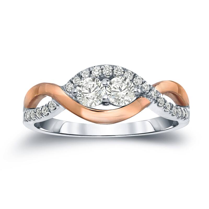 Auriya 14k Two-Tone Gold 3/4ct TDW Round 2-Stone Infinity Diamond Engagement Ring