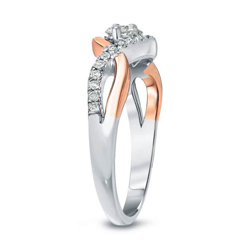 Auriya 14k Two-Tone Gold 3/4ct TDW Round 2-Stone Infinity Diamond Engagement Ring
