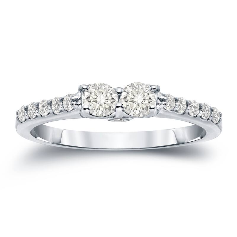 Auriya 14k Gold 1/2ct TDW Round 2-StoneDiamond Engagement Ring