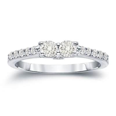 Auriya 14k Gold 1/2ct TDW Round 2-StoneDiamond Engagement Ring