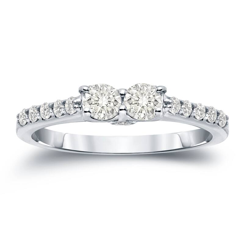 Auriya 14k Gold 3/4ct TDW Round 2-Stone Diamond Engagement Ring
