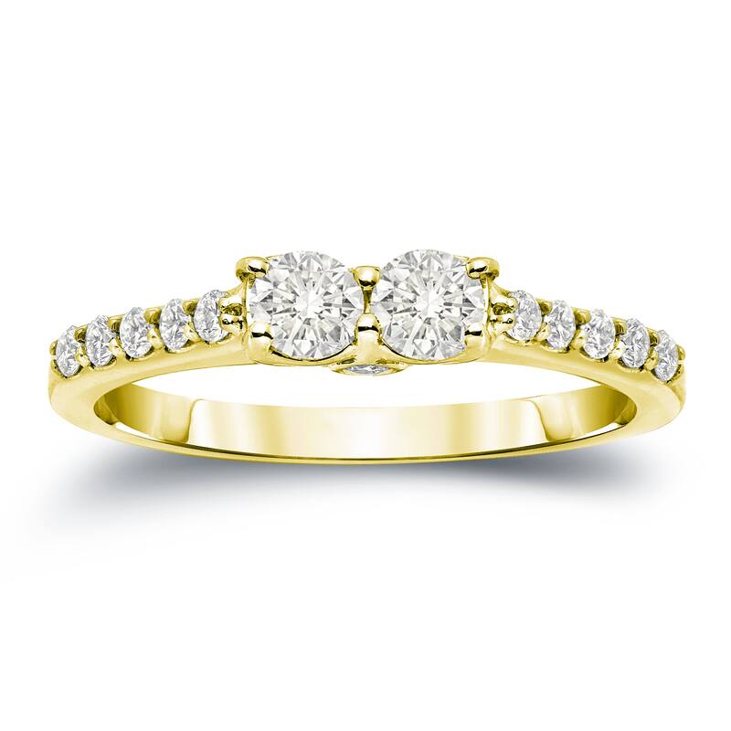 Auriya 14k Gold 3/4ct TDW Round 2-Stone Diamond Engagement Ring