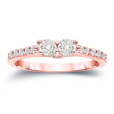 Auriya 14k Gold 3/4ct TDW Round 2-Stone Diamond Engagement Ring