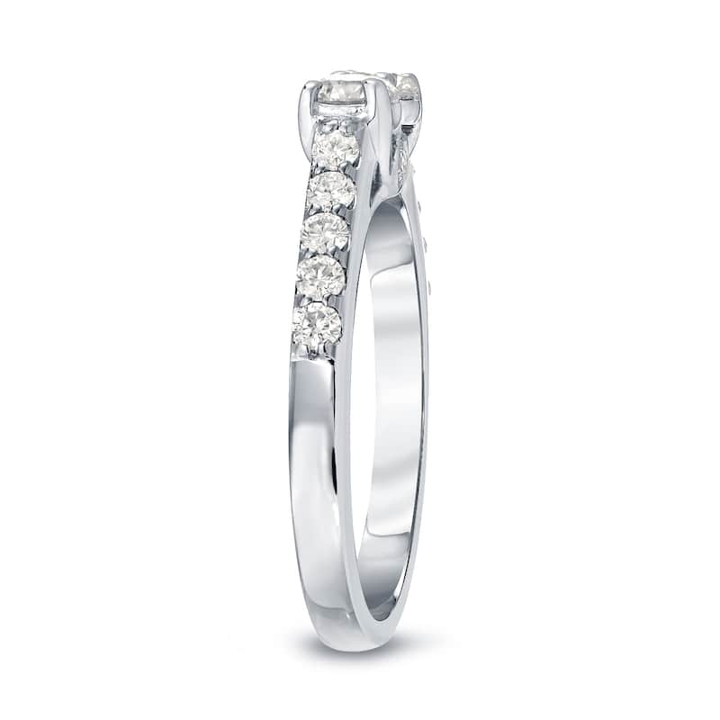 Auriya 14k Gold 1ct TDW Round 2-Stone Diamond Engagement Ring
