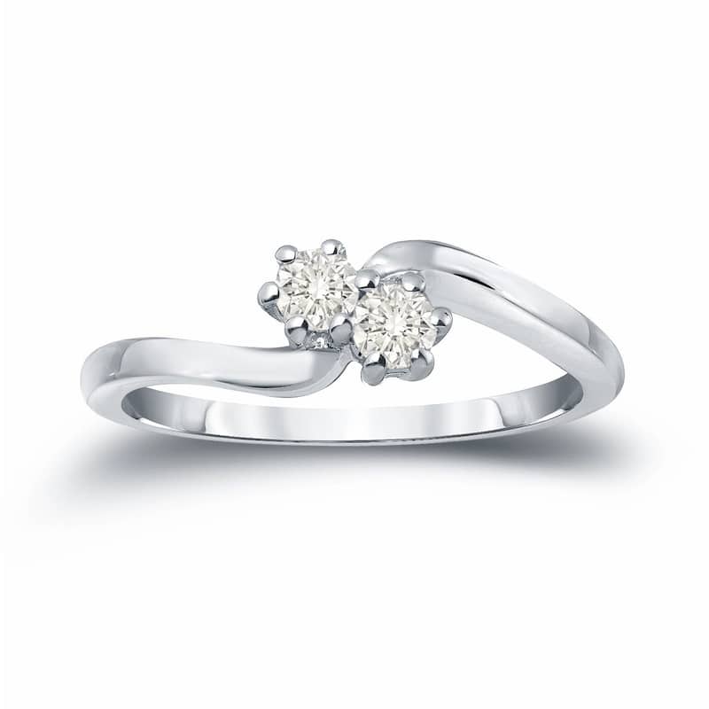 Auriya Round 1/4ctw 2 Stone Diamond Engagement Ring 14k Gold
