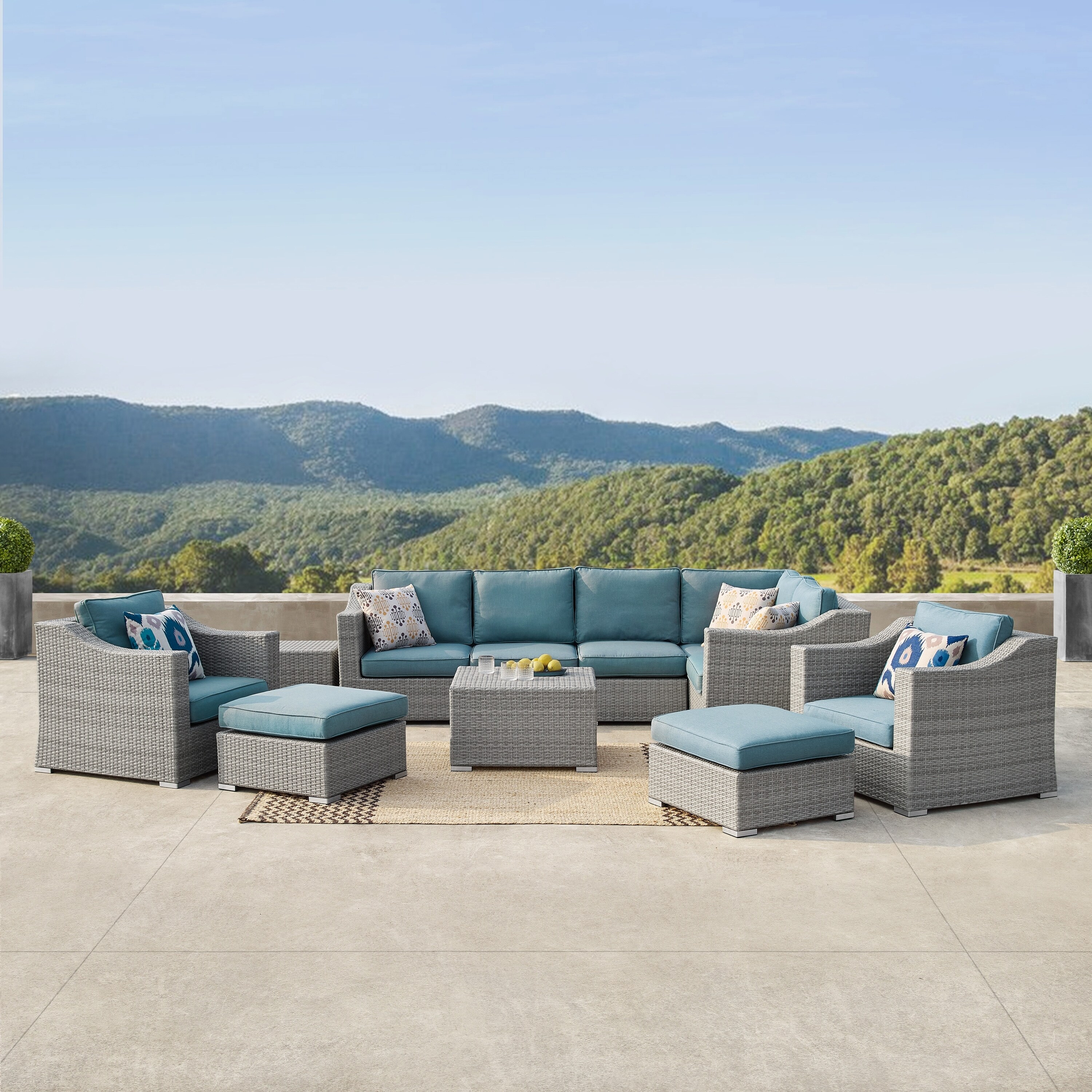Corvus Martinka 11 Piece Grey Wicker Outdoor Sectional Sofa Corvus Martinka 11 Piece Grey