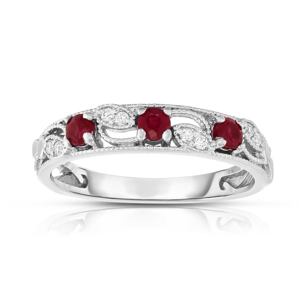 Shop Noray Designs 14K White Gold .30ct TGW Ruby & Diamond Stackable