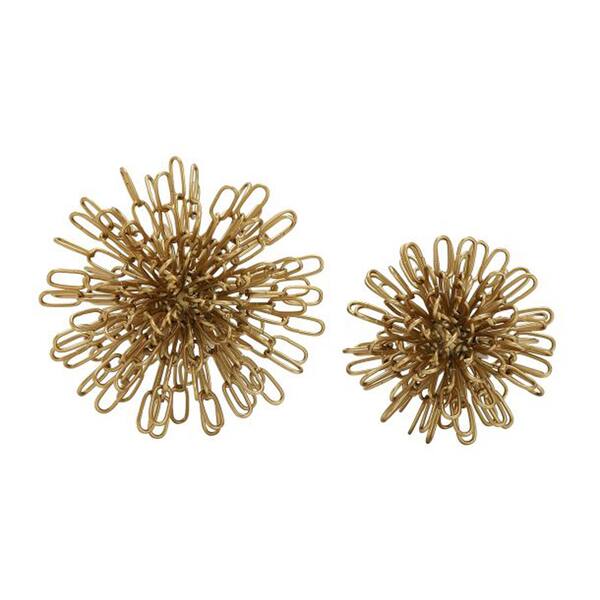 Benzara Gold Tone Metal Decorative Orbs Set Of 2 Overstock
