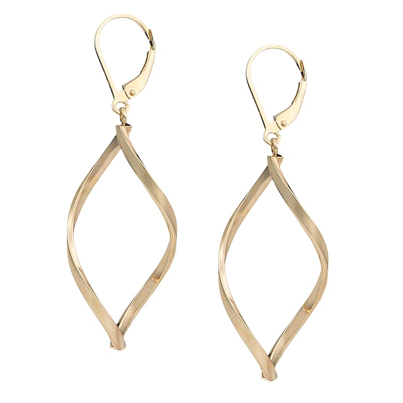 Fremada 14k Yellow Gold Twisted Marquise Leverback Earrings