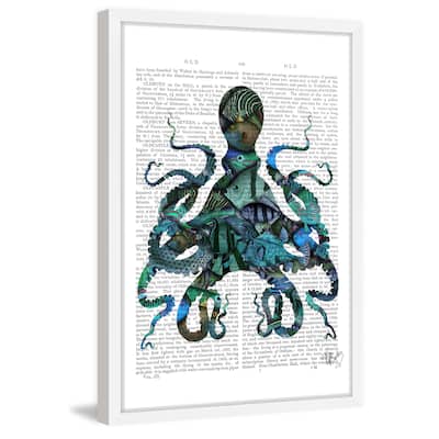 Marmont Hill - 'Fishy Blue Octopus' Framed Painting Print - Multi-Color