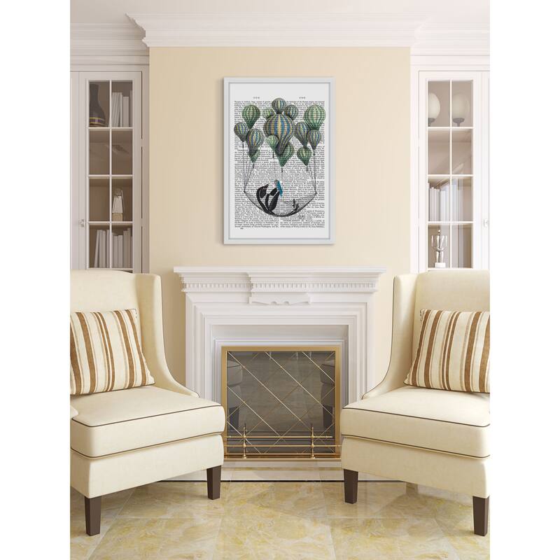 Marmont Hill - 'Penguin in Hammock' Framed Painting Print - Multi-Color