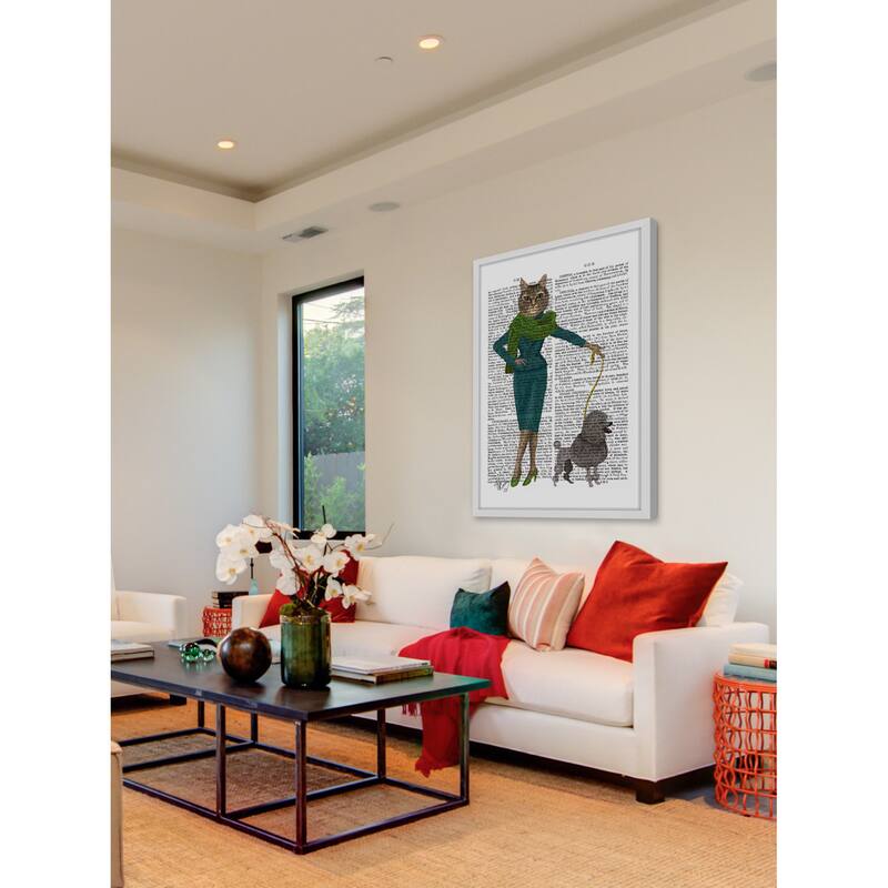 Marmont Hill - 'Cat and Poodle' Framed Painting Print - Multi-Color